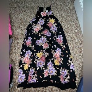 Pink Rose black floral pattern dress size S small